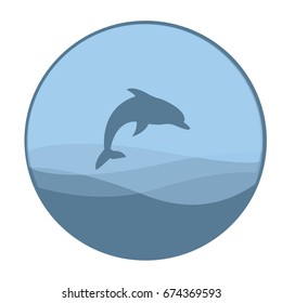 Vector illustration dolphin in the sea.