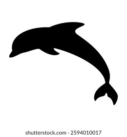 Vector illustration of a dolphin silhouette isolated on white background.