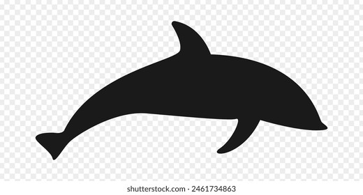 Vector illustration of dolphin silhouette on transparent background
