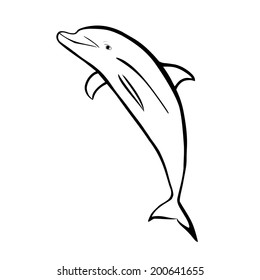 Vector illustration : Dolphin- sketch on a white background.