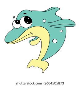Vector illustration a dolphin is standing in and looking