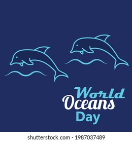 Vector Illustration of the dolphin for the World oceans day. great for greeting card, banner, Background