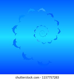 Vector illustration with dolphins on the gradient background.