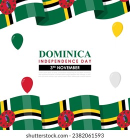 Vector illustration of Dominica Independence Day social media feed template