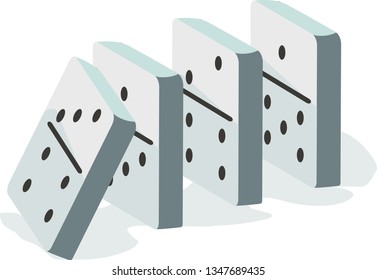 Vector illustration of domino game blocks in line isolated on white background 