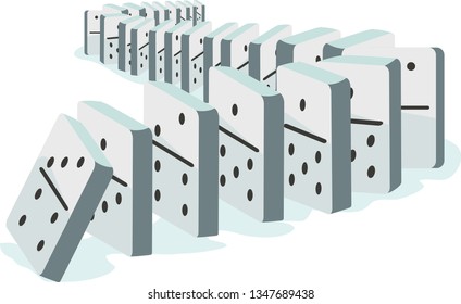 Vector illustration of domino game blocks in line isolated on white background 