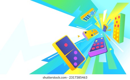 Ilustración vectorial del fondo del juego de dominó. Concepto de juego de mesa
