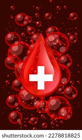 Ilustración vectorial del concepto de donación de sangre con gota abstracta de sangre para el trasfondo mundial de donantes de sangre.