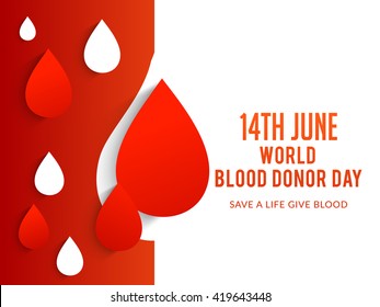 Vector illustration of Donate blood concept with shiny blood drops for World blood donor day-June 14.