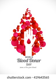 Vector illustration of Donate blood concept with abstract blood drop hand for World blood donor day-June 14.