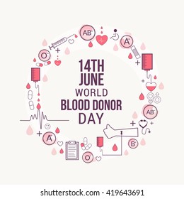 Ilustración vectorial del concepto de donación de sangre para el Día Mundial de los Donantes de Sangre - 14 de junio.