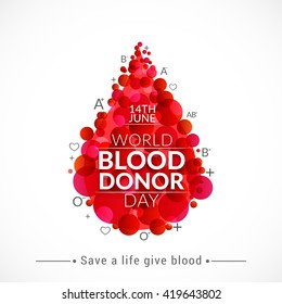 Vector Illustration Of Donate Blood Concept With Abstract Blood Drop For World Blood Donor Day-June 14.