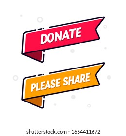 Vector Illustration Donate And Share Flag Icon Set. Modern Web Banner Design