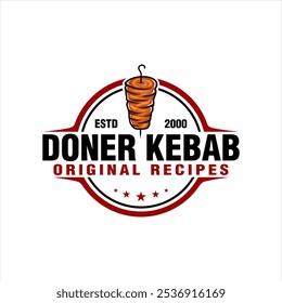 Ilustración vectorial Doner kebab logo Plantillas. Vector de marcas creativas para restaurantes de comida rápida turcos y árabes. logotipos de empresas, logotipos de marcas