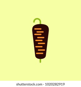 Vector illustration of Doner Kebab on pole, grilling with fat