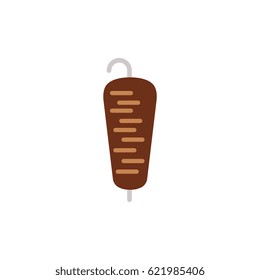 Vector illustration of Doner Kebab on pole, grilling with fat