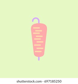 Vector illustration of Doner Kebab on pole, grilling with fat