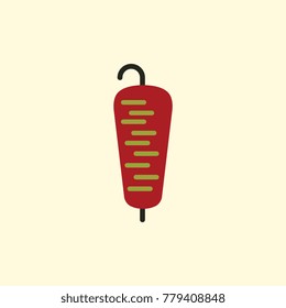 Vector illustration of Doner Kebab on pole, grilling with fat