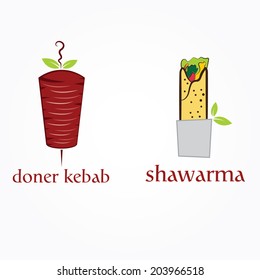 Vector illustration of doner kebab and shawarma