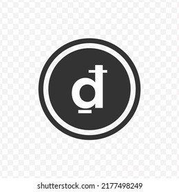 Vector illustration of Dong currency icon in dark color and transparent background(png).