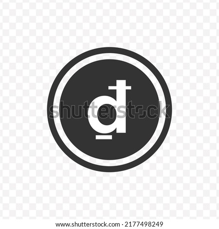 Vector illustration of Dong currency icon in dark color and transparent background(png).