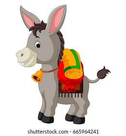 vector illustration of donkey carrying a large bag