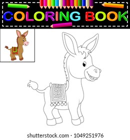 vector illustration of donkey coloring book