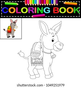 vector illustration of donkey coloring book