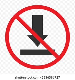 Vector illustration of don't download icon in dark color and transparent background(PNG).