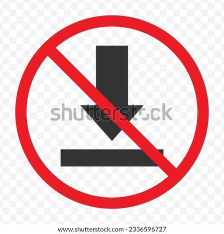Vector illustration of don't download icon in dark color and transparent background(PNG).