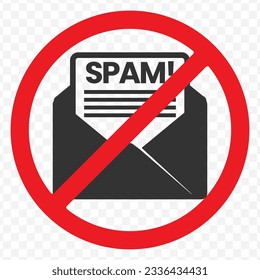 Vector illustration of don't spam messages icon in dark color and transparent background(PNG).