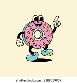 Vector illustration of a donut bun cartoon character in a unique style perfect for stickers, icons, logos and advertisements