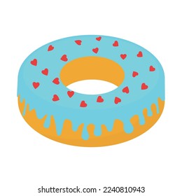 Ilustración vectorial de la tarta de donut. No se sirva postre con hielo y salpicaduras. Pastelería dulce de panadería