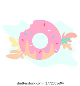 Vector illustration of donut can be used for greeting cards, party invitations, posters, prints and books. Doughnut icon in modern flat style.	