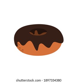 vector illustration of a donut with chocolate sauce on it.