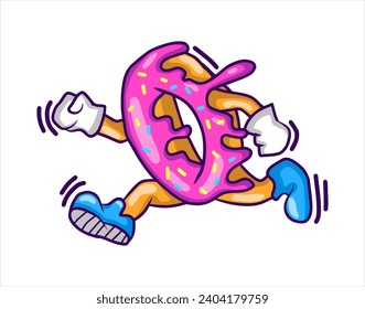 vector illustration of a donut cute cartoon character perfect for stickers, icons, logos and advertisements