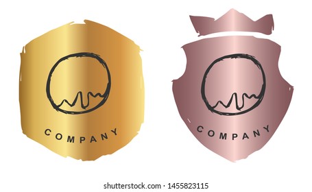 Vector Illustration of Donut Dessert Food with Rose Gold and Gold Banner or Background. Graphic Design for Logo and T-shirt.