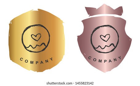 Vector Illustration of Donut Dessert Food with Rose Gold and Gold Banner or Background. Graphic Design for Logo and T-shirt.