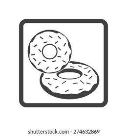 Vector illustration of donut dessert icon on white background. Button.