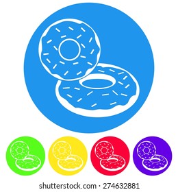 Vector illustration of donut dessert icon on white background. Flat design style set. Circle.