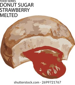 Ilustración vectorial de fresa derretida rellena de donas