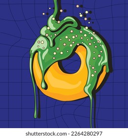 Vector illustration of a donut. Flat illustration in cartoon style. Illustration for menu design, cafe decoration, delivery boxes.