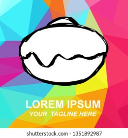 Vector Illustration of Donut Food Logo in Hand Drawn, Ink, Brush, Sketch with Geometric Polygon Background for Isolated Graphic Design Outline, Sign, Symbol and more.