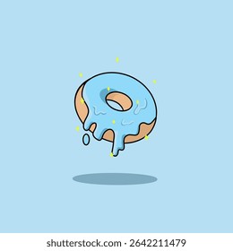 Vector Illustration of a Donut With Melting Blue Cream – Sweet, Colorful, and Eye-Catching.