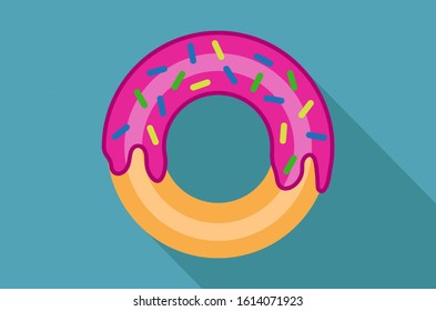 Vector illustration of a donut on blue background