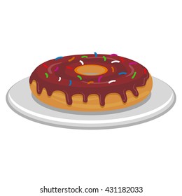 Vector Illustration of Donut on plate
