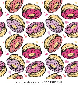 Vector illustration of donut in pink and violet color pattern