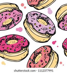 Vector illustration of donut in pink and violet color pattern