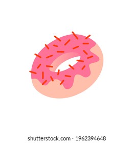 Ilustración vectorial de un ponchik de donut con relleno rosa sobre un fondo blanco aislado