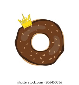 Vector illustration with donut and royal crown